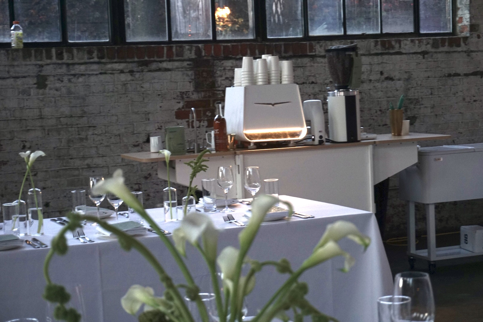 Cart set up for a plated dinner