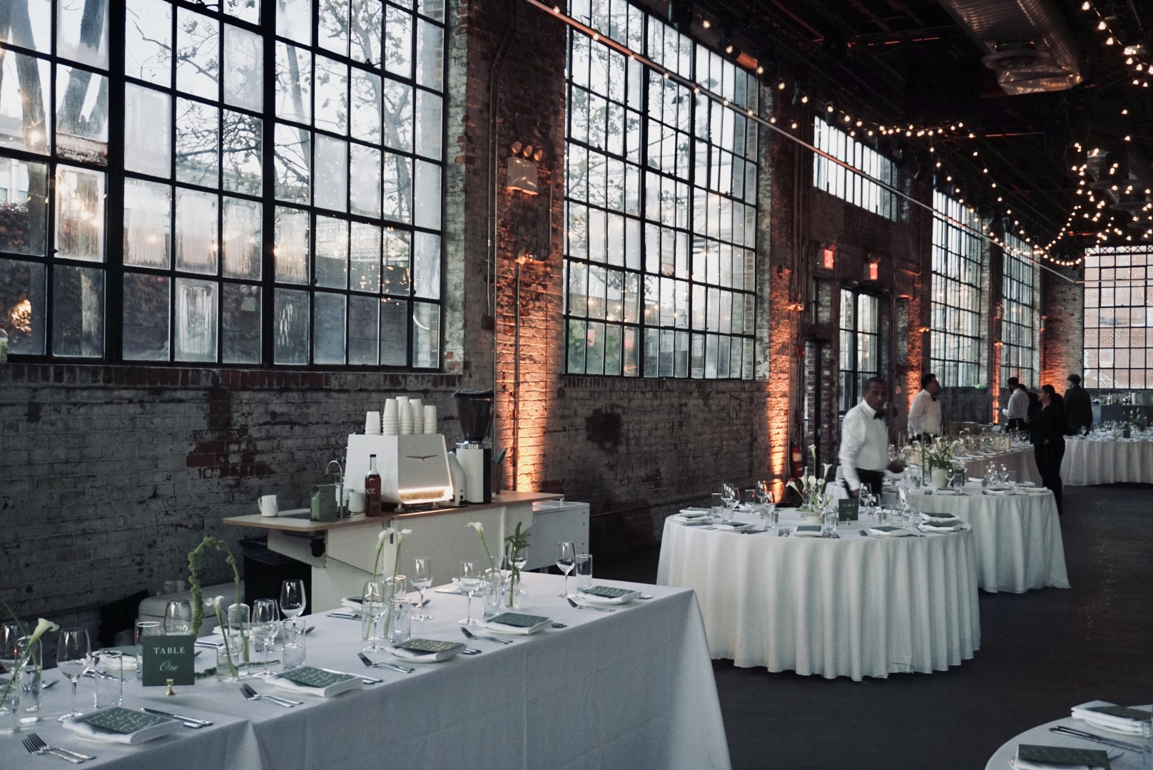 Event hall with the cart serving guests